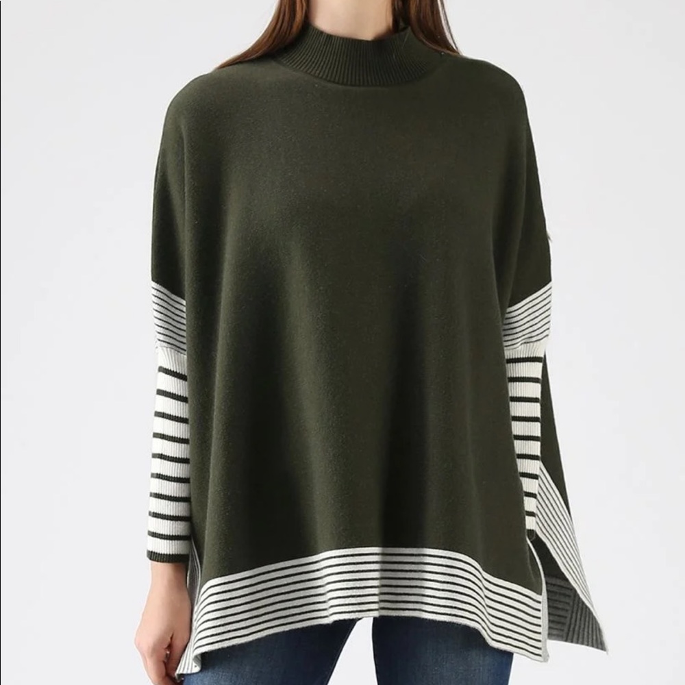 Olive Green Oversized Cape Sweater